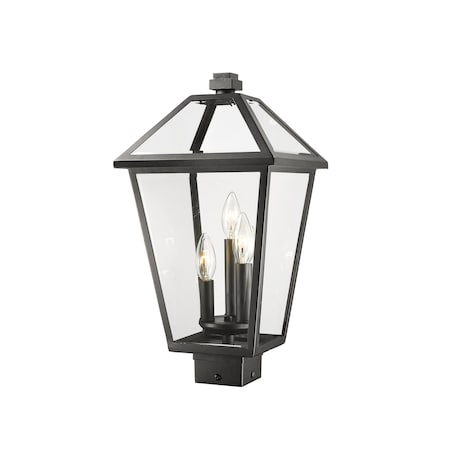 Z-Lite Talbot 3 Light Outdoor Post Mount Fixture, Black & Clear Beveled 579PHBS-BK